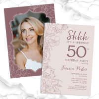 Dusty Pink Mauve Photo Surprise 50th Birthday