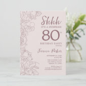 Dusty Pink Mauve Photo Surprise 80th Birthday Invitation (Standing Front)