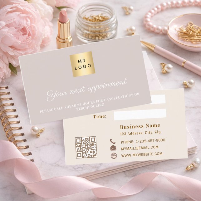 Dusty pink mauve QR business logo Discount Card (Creator Uploaded)