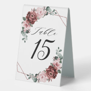 Dusty Pink Mauve Rose Floral Geometric Wedding