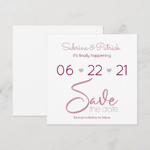 Dusty Pink Merlot and Grey Minimal Save the Date Invitation
