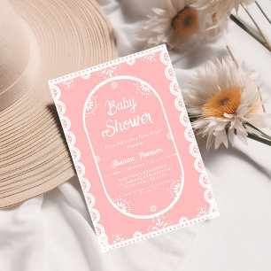 Dusty Pink Mexican Girl baby shower  papel picado Invitation