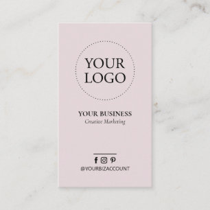 Dusty Pink Minimal Logo Business Social Media Business Card