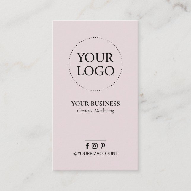 Dusty Pink Minimal Logo Business Social Media Business Card (Front)