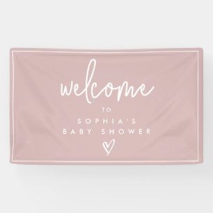 Dusty Pink Minimalist Boho Baby Shower Welcome Banner