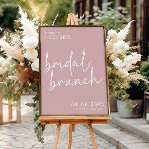 Dusty Pink Minimalist Bridal Brunch Welcome Poster