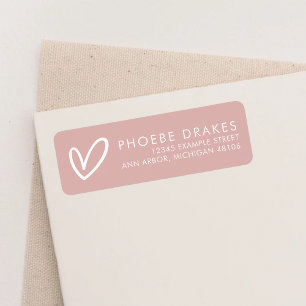 Dusty Pink Minimalist Bridal Shower Return Address Label