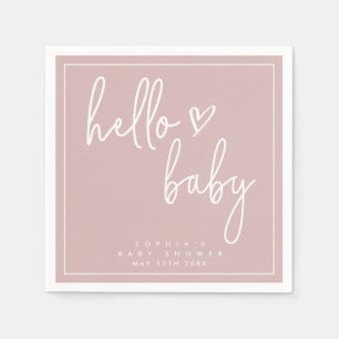 Dusty Pink Minimalist Modern Boho Baby Shower Napkin
