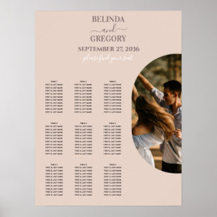 Dusty Pink Minimalist Photo Wedding Seating Chart