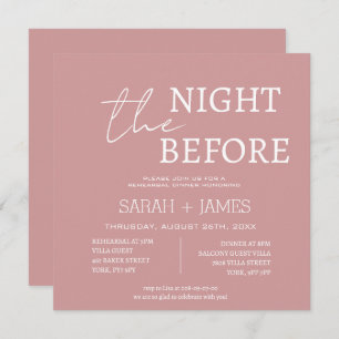 Dusty Pink Minimalist Rehearsal Dinner Wedding  Invitation