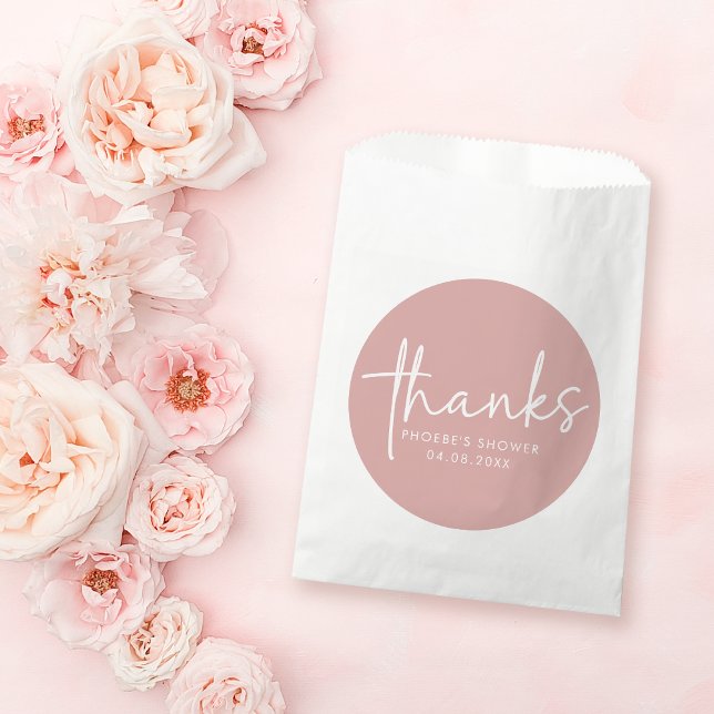 Dusty Pink Minimalist Script Bridal Shower Favour Bag (Creator Uploaded)