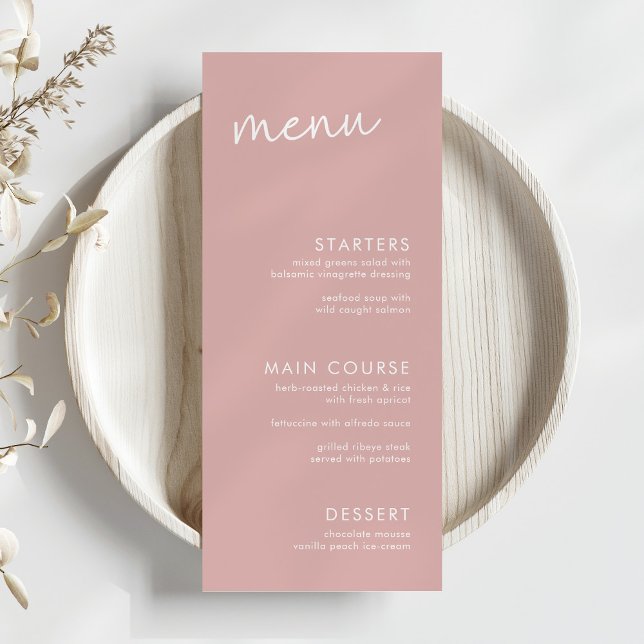 Dusty Pink Minimalist Script Bridal Shower Menu (Creator Uploaded)