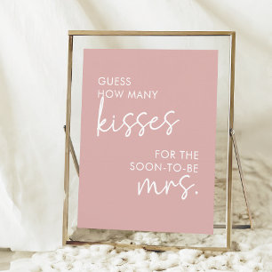 Dusty Pink Minimalist Script How Many Kisses Game Poster