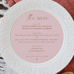 Dusty Pink Minimalist Wedding | Elegant Round Menu<br><div class="desc">Add soft sophistication to your table with this minimalist dusty pink wedding menu in a modern circular design. With clean, elegant typography and a refined layout, it offers a graceful way to showcase your meal selections. The muted rose tone adds a romantic, contemporary touch. Perfect for modern, boho, spring, or...</div>