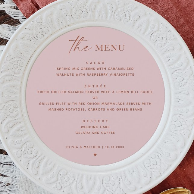 Dusty Pink Minimalist Wedding | Elegant Round Menu (Creator Uploaded)