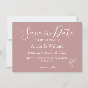 Dusty Pink Minimalist Wedding Save The Date
