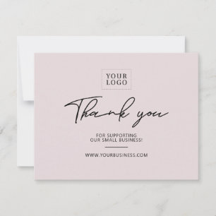 Dusty Pink Modern Lettering Business Thank You Card