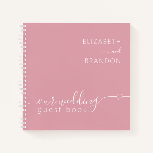Dusty Pink Modern Minimal Wedding Guest Book (Front)