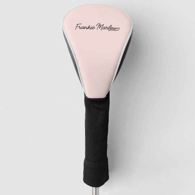 Dusty Pink Modern Script Girly Monogram Name Blush Golf Head Cover (Front)