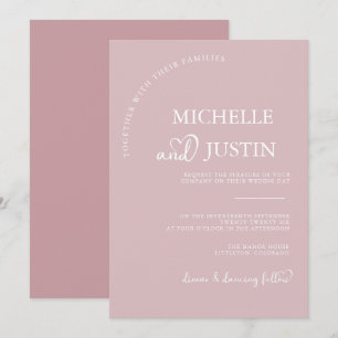 Dusty Pink Modern Simple Minimalist Wedding Invitation