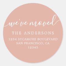 Dusty Pink Modern We've Moved Return Address