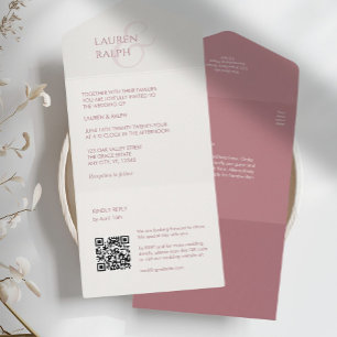 Dusty Pink Monogram All in One Wedding Invite