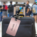 Dusty pink monogram name luggage tag<br><div class="desc">A blush pink,  dusty rose background.  Personalise and add a name,  your monogram initials. Your contact information on the back.</div>