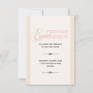 Dusty pink Moroccan ampersand reception enclosure Invitation