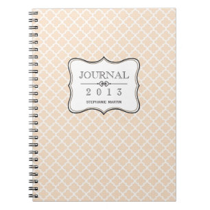 Dusty pink Moroccan tile personalised journal