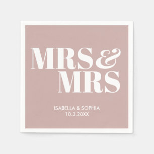 Dusty Pink Mrs & Mrs Personalised Wedding Napkins
