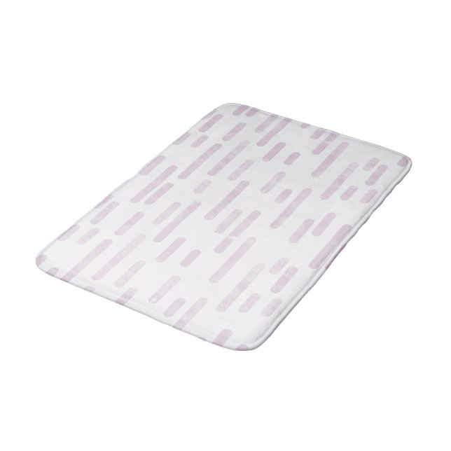 Dusty Pink on White Rounded Lines Pattern Bath Mat (Angled)