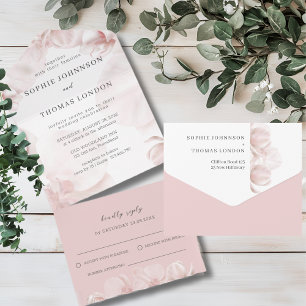 Dusty pink orchid All in One Wedding Invite
