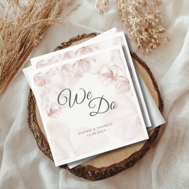 Dusty pink orchid watercolor wedding napkin (Creator Uploaded)