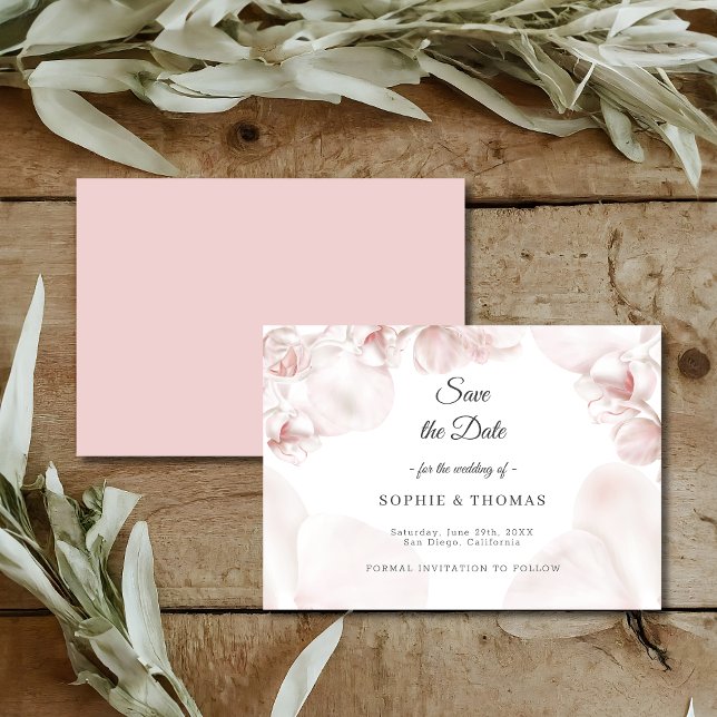 Dusty pink orchid watercolor wedding save the date (Creator Uploaded)