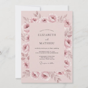 Dusty Pink Painterly Romance Wedding Invitation