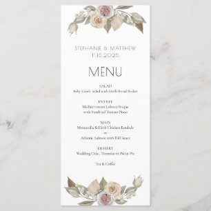 Dusty Pink Peach Floral Botanical Wedding Menu
