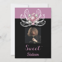 Dusty Pink Pearls Brooch Feathers & Photo Sweet 16