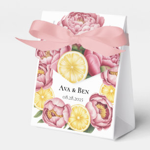 Dusty Pink Peonies and Lemon Wedding Favour Box