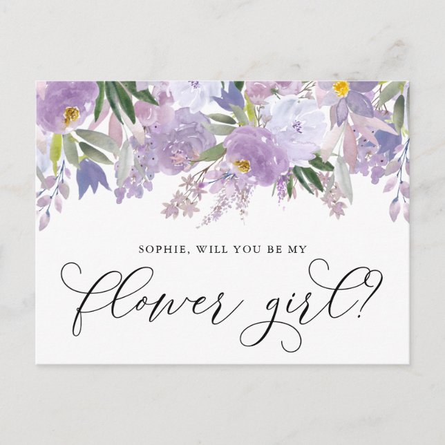 Dusty Pink Peony Will You Be My Flower Girl Card (Front)