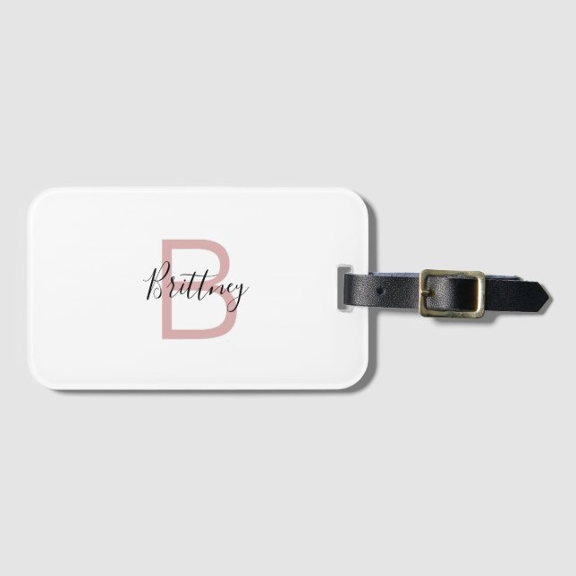  Dusty Pink Personalised Newlywed Honeymoon Luggage Tag (Front Horizontal)