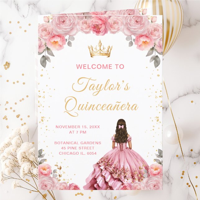 Dusty Pink Princess Floral Quinceañera Program (Creator Uploaded)