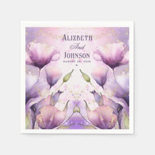 Dusty Pink & purple Country Rustic Roses Wedding  Napkin