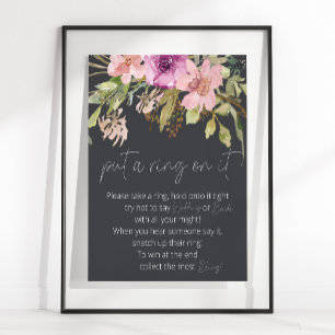 Dusty Pink Purple Floral Put A Ring On It Game Poster