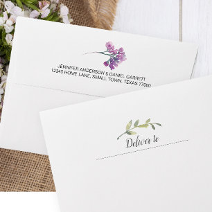 Dusty Pink Purple Floral Wedding Invitation Envelope