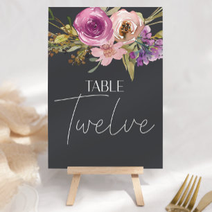 Dusty Pink Purple Floral Wedding Table Number
