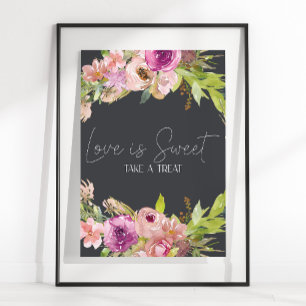 Dusty Pink Purple Wedding Love Is Sweet Favour Poster