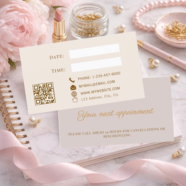 Dusty pink QR customer client appointment card (Creator Uploaded)