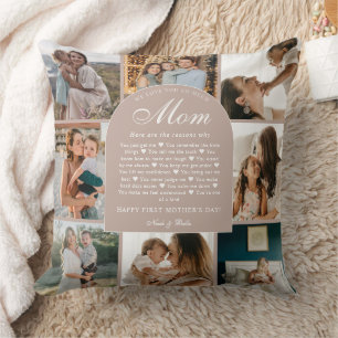 Dusty Pink Reasons We Love You Mom Photo Collage Cushion
