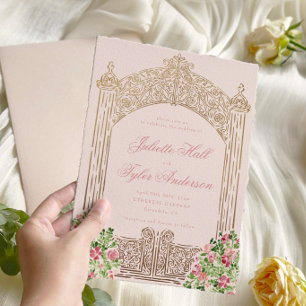 Dusty Pink Regal Doors Elegant Faux Foil Invitation