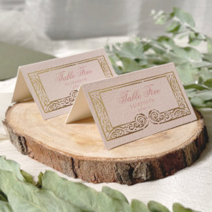 Dusty Pink Regal Doors Faux Foil Wedding Table Number
